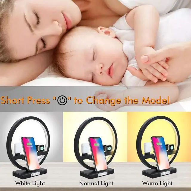 Alt view image 4 of 7 - Wireless Charger Station, 3 in 1 Fast Qi Wireless Charger with Desk Lamp for Apple Watch, Airpods, iPhone 13 Pro Max /12/11/ Pro/Xs Max/XR/X/8 Plus, Samsung and All Qi Devices