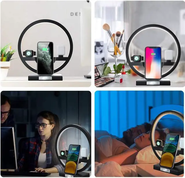 Alt view image 5 of 7 - Wireless Charger Station, 3 in 1 Fast Qi Wireless Charger with Desk Lamp for Apple Watch, Airpods, iPhone 13 Pro Max /12/11/ Pro/Xs Max/XR/X/8 Plus, Samsung and All Qi Devices
