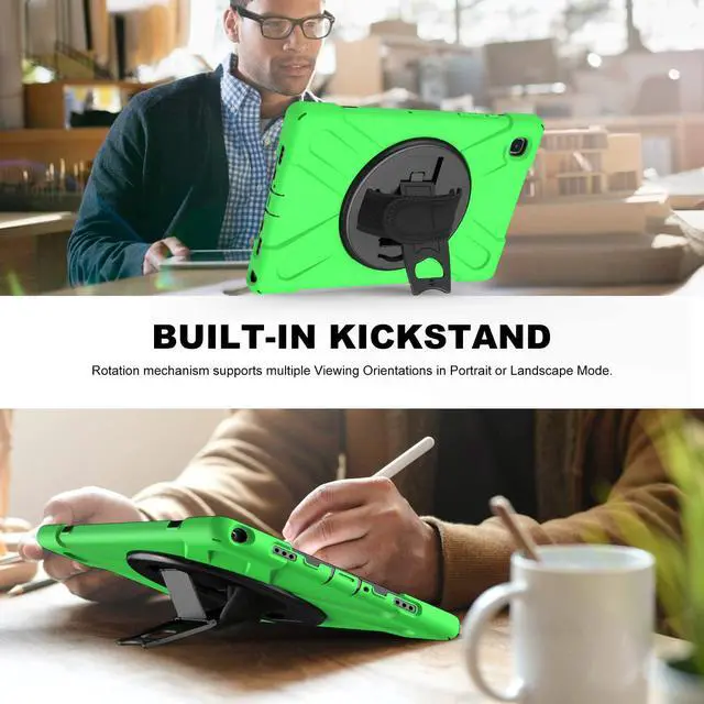 Alt view image 2 of 6 - Heavy Duty Case for Lenovo Tab M10 HD (2nd Gen) 2020, 10.1 Inch Rugged Case with Strap Kickstand Shoulder Belt for TB-X306F/TB-X306X