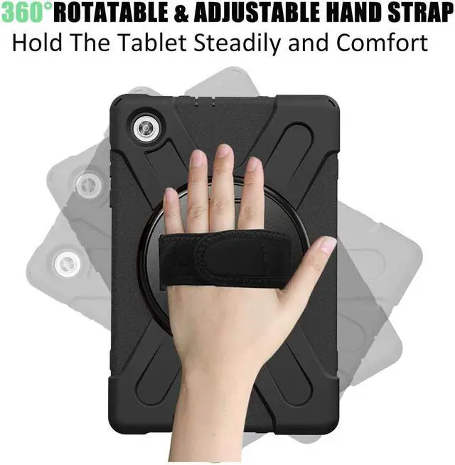 Alt view image 4 of 6 - Shoockproof Case for Lenovo Tab M10 HD (2nd Gen) 2020 10.1 Inch Rugged Case with Strap Kickstand Shoulder Belt for TB-X306F / TB-X306X