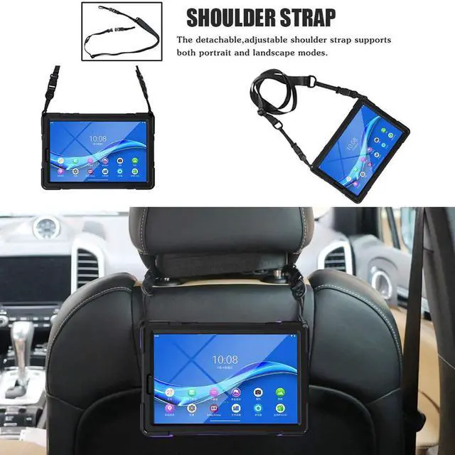 Alt view image 5 of 6 - Shoockproof Case for Lenovo Tab M10 HD (2nd Gen) 2020 10.1 Inch Rugged Case with Strap Kickstand Shoulder Belt for TB-X306F / TB-X306X