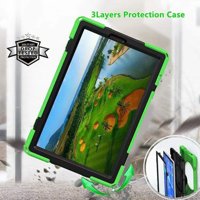 Alt view image 5 of 6 - Heavy Duty Case for Lenovo Tab M10 HD (2nd Gen) 2020, 10.1 Inch Rugged Case with Strap Kickstand Shoulder Belt for TB-X306F/TB-X306X