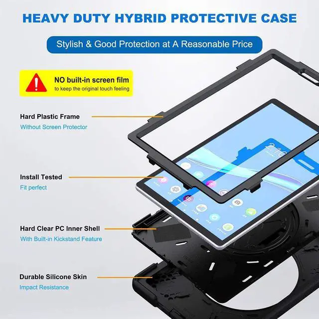 Alt view image 6 of 6 - Shoockproof Case for Lenovo Tab M10 HD (2nd Gen) 2020 10.1 Inch Rugged Case with Strap Kickstand Shoulder Belt for TB-X306F / TB-X306X