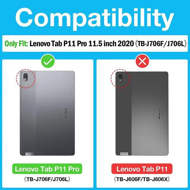 Alt view image 2 of 7 - Keyboard Case for Lenovo Tab P11 Pro 11.5 inch 2020 Model: TB-J706F / TB-J706L, Folio Keyboard Case Cover with Magnetically Detachable Wireless Keyboard