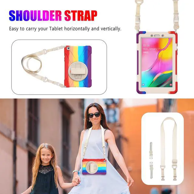 Alt view image 7 of 7 - Samsung Galaxy Tab A 8.0 Case 2019, Heavy Duty Rugged Shockproof Cover with Hand Strap, Kickstand, Shoulder Strap for Galaxy Tab A 8.0 inch 2019 Model SM-T290 SM-T295 SM-T297