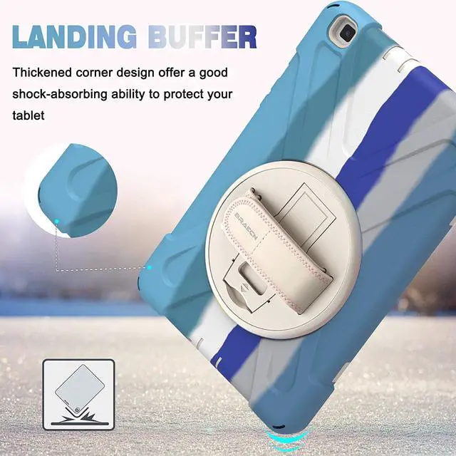 Alt view image 2 of 7 - Samsung Galaxy Tab A 8.0 Case 2019, Heavy Duty Rugged Shockproof Cover with Hand Strap, Kickstand, Shoulder Strap for Galaxy Tab A 8.0 inch 2019 Model SM-T290 SM-T295 SM-T297