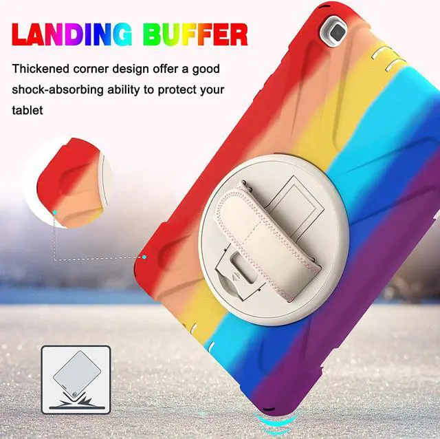 Alt view image 3 of 7 - Samsung Galaxy Tab A 8.0 Case 2019, Heavy Duty Rugged Shockproof Cover with Hand Strap, Kickstand, Shoulder Strap for Galaxy Tab A 8.0 inch 2019 Model SM-T290 SM-T295 SM-T297