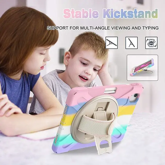 Alt view image 5 of 7 - Case for iPad Air 5 / Air 4 10.9 inch 2022 2020 and iPad Pro 11 inch 2021 2020 2018, Shockproof Cover with Shoulder Strap, Hand Strap, Pencil Holder, Kickstand