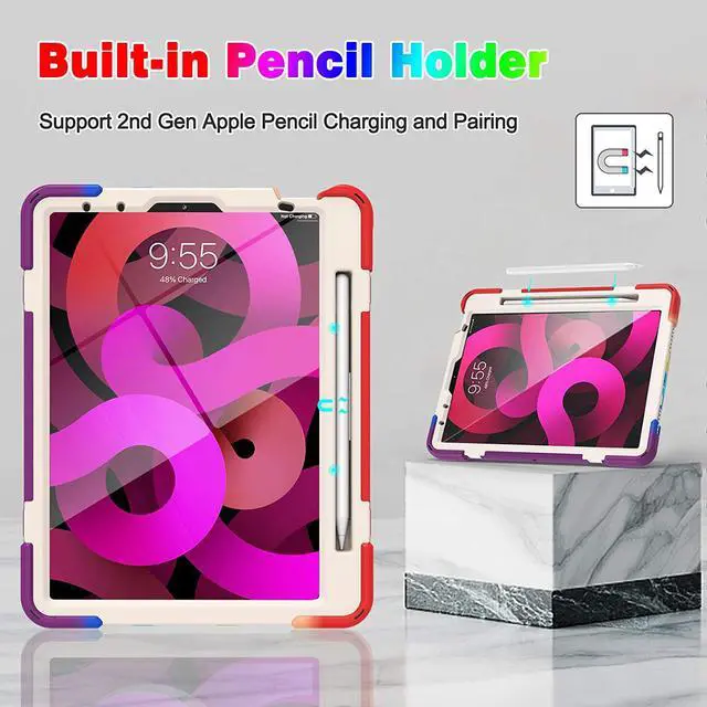 Alt view image 5 of 7 - Case for iPad Air 5 / Air 4 10.9 inch 2022 2020 and iPad Pro 11 inch 2021 2020 2018, Shockproof Cover with Shoulder Strap, Hand Strap, Pencil Holder, Kickstand