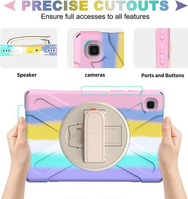 Alt view image 4 of 7 - Case for Samsung Galaxy Tab A7 10.4 inch 2020, Heavy Duty Rugged Shockproof Drop Protection Cover with Stand, Handle Hand Strap & Shoulder Strap for Galaxy Tab A7 10.4 Inch Model SM-T500 / T505 / T507