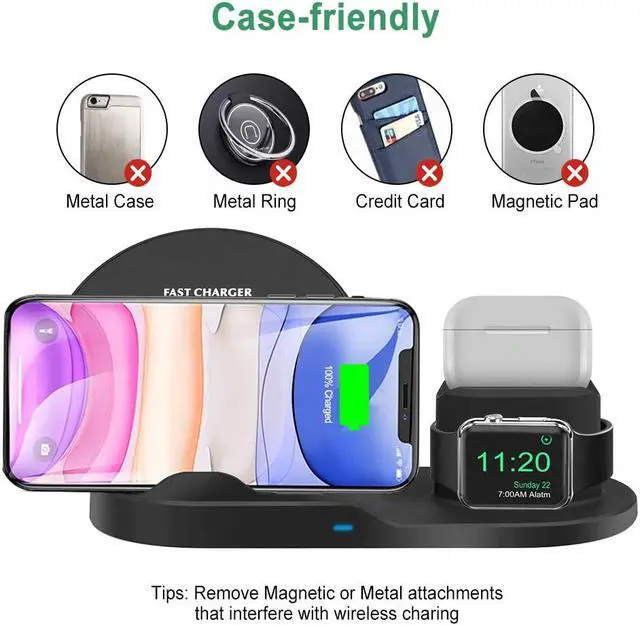 Alt view image 5 of 7 - 3 in 1 Wireless Charger for iPhone 12/12 pro/12 Pro Max/11/11 pro/11 Pro Max/Xs/XS Max/XR/X/8/8P/AirPod/AirPod 2/ AirPods Pro, Watch Wireless Charging Station Stand for iWatch 1/2/3/4/5/6