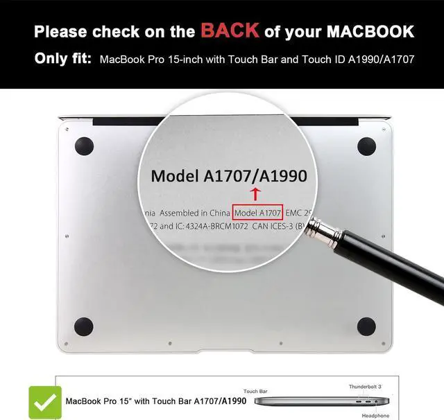 Alt view image 2 of 7 - MacBook Pro 15 Case 2019 2018 2017 2016 Release A1990 A1707, Hard Case Shell Cover and Keyboard Cover for MacBook Pro 15" (2019/2018/2017/2016) with Touch Bar & Touch ID