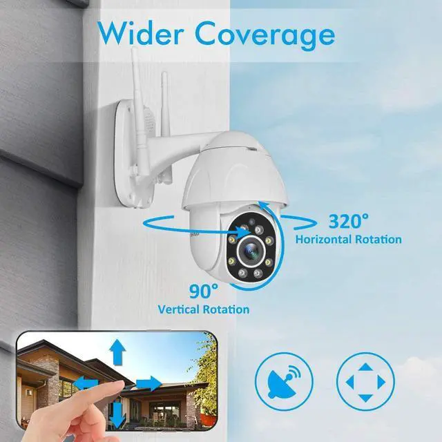 Alt view image 2 of 7 - Security Camera Outdoor, 1080P Pan Tilt 2.4G WiFi Home Security Surveillance, IP Camera with IP65 Waterproof, Night Vision, 2-Way Audio, Motion Detection, Cloud Camera, Compatible with Alexa