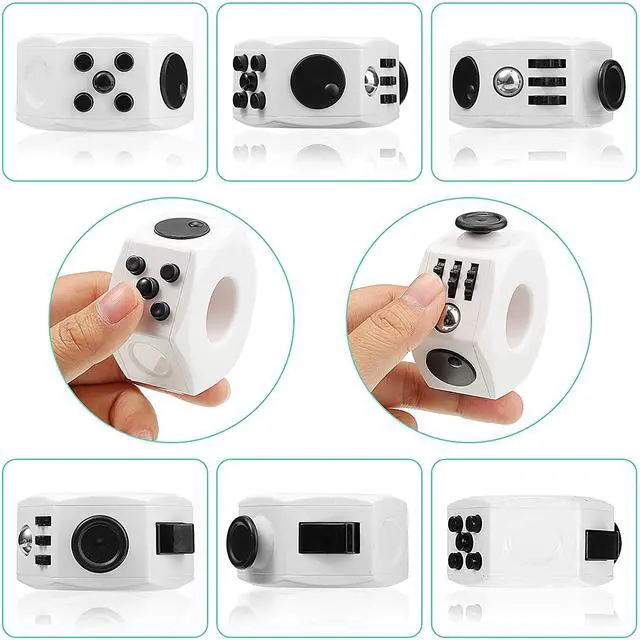 Alt view image 6 of 7 - 4 Pieces Handheld Mini Fidget Toy Set Include 12-Side Fidget Toy Cube, Infinity Cube, Cam Fidget Controller Pad, Decompression Ring for Teens, Adults to Relieve Pressure, Anxiety