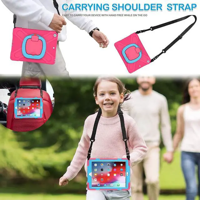 Alt view image 4 of 7 - iPad 8th 7th Generation Case, iPad 10.2 inch Case 2020 2019, Heavy Duty Rugged Kids Cover with Rotating Stand/Pencil Holder/Carrying Strap