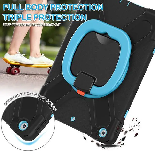 Alt view image 3 of 7 - iPad 8th 7th Generation Case, iPad 10.2 inch Case 2020 2019, Heavy Duty Rugged Kids Cover with Rotating Stand/Pencil Holder/Carrying Strap