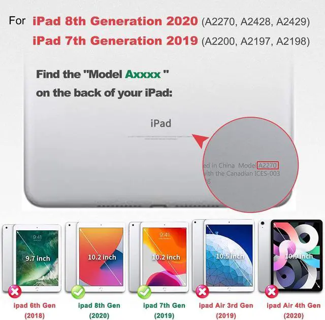 Alt view image 7 of 7 - iPad 8th 7th Generation Case, iPad 10.2 inch Case 2020 2019, Heavy Duty Rugged Kids Cover with Rotating Stand/Pencil Holder/Carrying Strap
