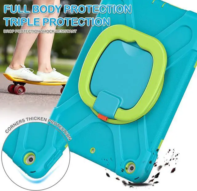 Alt view image 2 of 7 - iPad 8th 7th Generation Case, iPad 10.2 inch Case 2020 2019, Heavy Duty Rugged Kids Cover with Rotating Stand/Pencil Holder/Carrying Strap