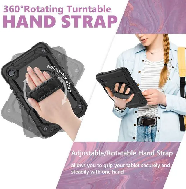 Alt view image 4 of 7 - Case for Huawei MatePad T8 8.0 inch 2020 (Kobe2-L03/Kob2-L09) Shockproof Cover Case with Stand, Hand Strap, Shoulder Strap