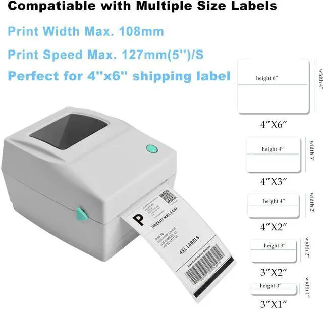 Alt view image 2 of 6 - Label Printer, 4x6 Thermal Printer, Commercial Direct Thermal High Speed USB Port Label Maker, Etsy, Ebay, Amazon Barcode Express Label Printing Machine, White