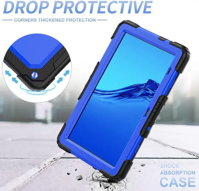 Alt view image 3 of 7 - Case for Huawei MatePad T5 10.1 Inch 2018, Rugged Shockproof Cover with 360 Degree Rotating Hand Strap / Kickstand, Screen Protector, Shoulder Strap