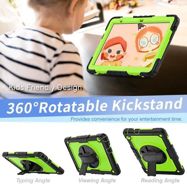 Alt view image 5 of 7 - Case for Huawei MatePad T5 10.1 Inch 2018, Rugged Shockproof Cover with 360 Degree Rotating Hand Strap / Kickstand, Screen Protector, Shoulder Strap