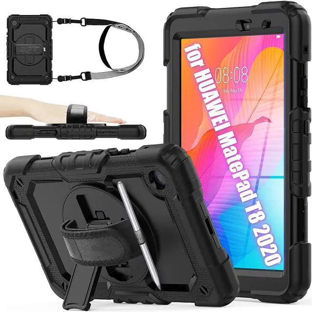 Main image of Case for Huawei MatePad T8 8.0 inch 2020 (Kobe2-L03/Kob2-L09) Shockproof Cover Case with Stand, Hand Strap, Shoulder Strap