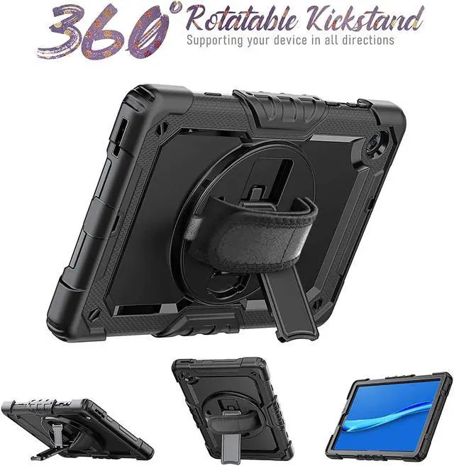 Alt view image 2 of 7 - Case for Lenovo Tab M10 Plus 10.3 inch FHD, Heavy Duty Shockproof Cover with Screen Protector, 360° Rotating Hand Strap/Stand, Shoulder Strap for Tablet M10 Plus 10.3" TB-X606F/TB-X606X