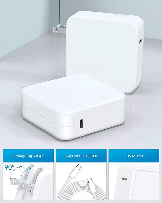 Alt view image 4 of 7 - 96W USB C Power Adapter, Compatible with MacBook Pro Charger 13 15 16 inch 2020 2019 2018 Works with USB C 96W 87W PD Power Charger, Included USB-C to USB-C Charge Cable - 6.6ft/2m