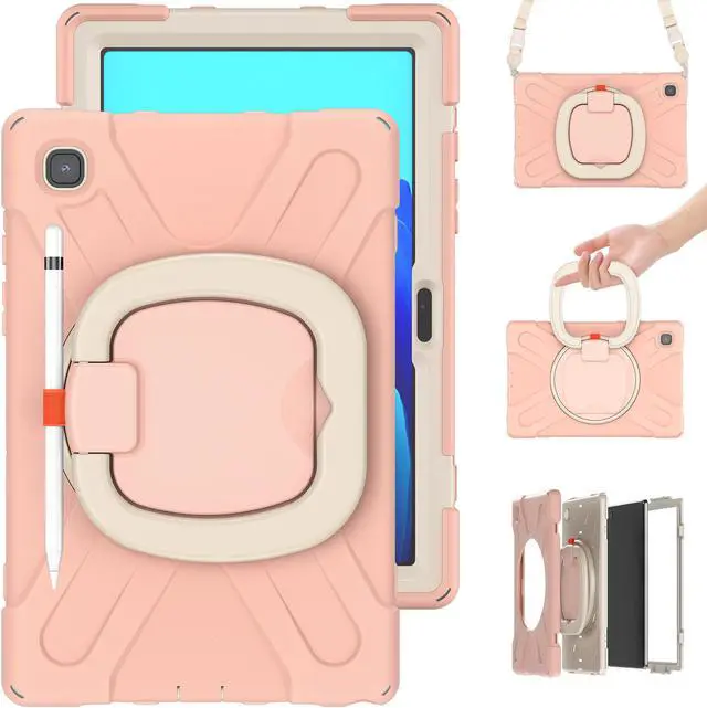 Alt view image 6 of 7 - Case for Samsung Galaxy Tab A7 10.4 Inch 2020 Model SM-T500 SM-T505 SM-T507, Heavy Duty Shockproof Cover with Rotating Stand / Pencil Holder / Carrying Strap
