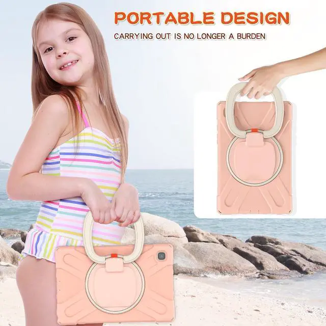 Alt view image 7 of 7 - Case for Samsung Galaxy Tab A7 10.4 Inch 2020 Model SM-T500 SM-T505 SM-T507, Heavy Duty Shockproof Cover with Rotating Stand / Pencil Holder / Carrying Strap