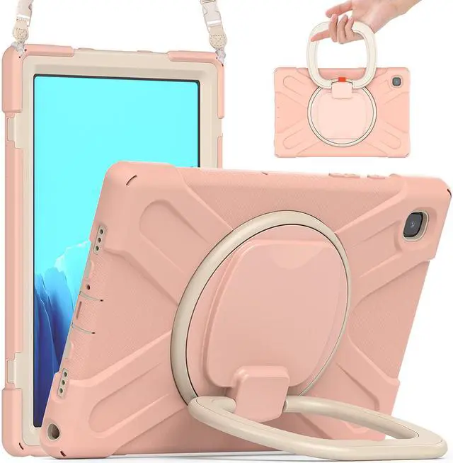 Main image of Case for Samsung Galaxy Tab A7 10.4 Inch 2020 Model SM-T500 SM-T505 SM-T507, Heavy Duty Shockproof Cover with Rotating Stand / Pencil Holder / Carrying Strap