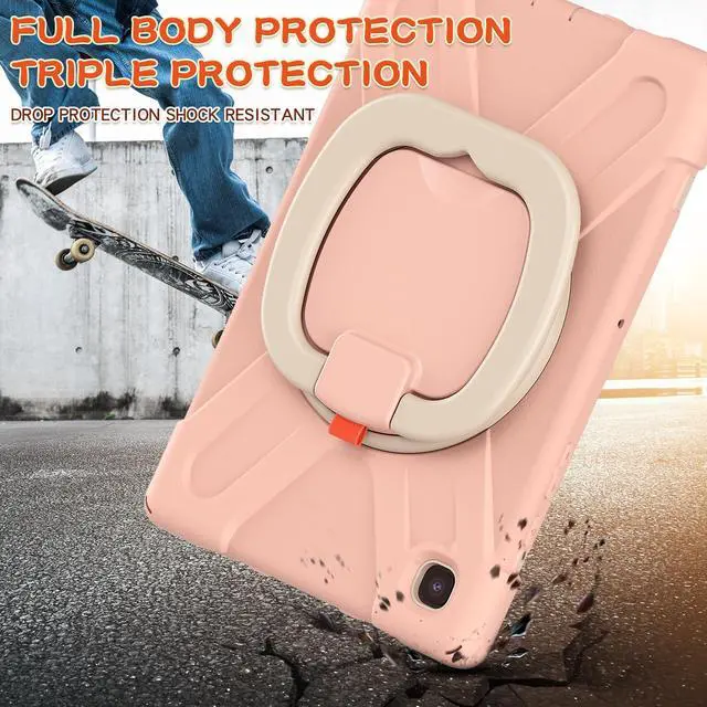 Alt view image 5 of 7 - Case for Samsung Galaxy Tab A7 10.4 Inch 2020 Model SM-T500 SM-T505 SM-T507, Heavy Duty Shockproof Cover with Rotating Stand / Pencil Holder / Carrying Strap