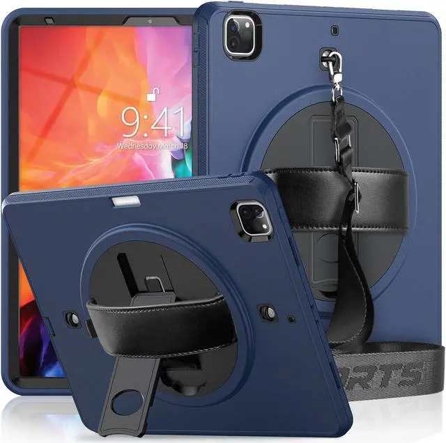 Main image of Case for iPad Pro 12.9 2020 2018 iPad 4th Generation / 3rd Generation (Wireless Apple Pencil Charging) Shockproof Full-Body Protective Cover with Pencil Hoder/360° Rotating Stand&Hand/Shoulder Strap