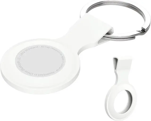 Main image of Case for AirTag Phone Finder, Anti-Scratch Protective Skin Cover with Keychain, White