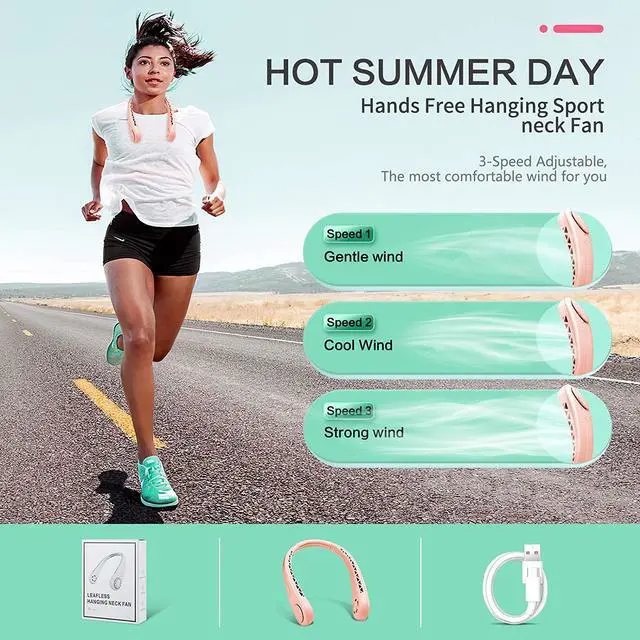 Alt view image 3 of 7 - The Portable Neck Fan From Popular Earphone Design, The Leafless Neck Fan Perfect For Personal Fan,with Features,Like USB Mini Fan, Ultra-Quiet, Battery Powered Fan, Suitable For Outdoor Sports