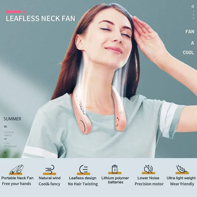 Alt view image 2 of 7 - The Portable Neck Fan From Popular Earphone Design, The Leafless Neck Fan Perfect For Personal Fan,with Features,Like USB Mini Fan, Ultra-Quiet, Battery Powered Fan, Suitable For Outdoor Sports