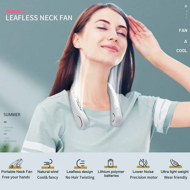 Alt view image 2 of 7 - The Portable Neck Fan From Popular Earphone Design, The Leafless Neck Fan Perfect For Personal Fan,with Features,Like USB Mini Fan, Ultra-Quiet, Battery Powered Fan, Suitable For Outdoor Sports