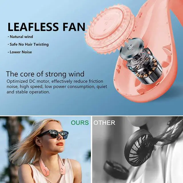 Alt view image 6 of 7 - The Portable Neck Fan From Popular Earphone Design, The Leafless Neck Fan Perfect For Personal Fan,with Features,Like USB Mini Fan, Ultra-Quiet, Battery Powered Fan, Suitable For Outdoor Sports