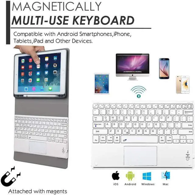 Alt view image 5 of 6 - Bluetooth Keyboard Case for iPad Pro 11 inch 2021 & 2020 & 20180 - iPad Cover with Removable Wireless Keyboard & Built-in Touchpad & Pencil Holder