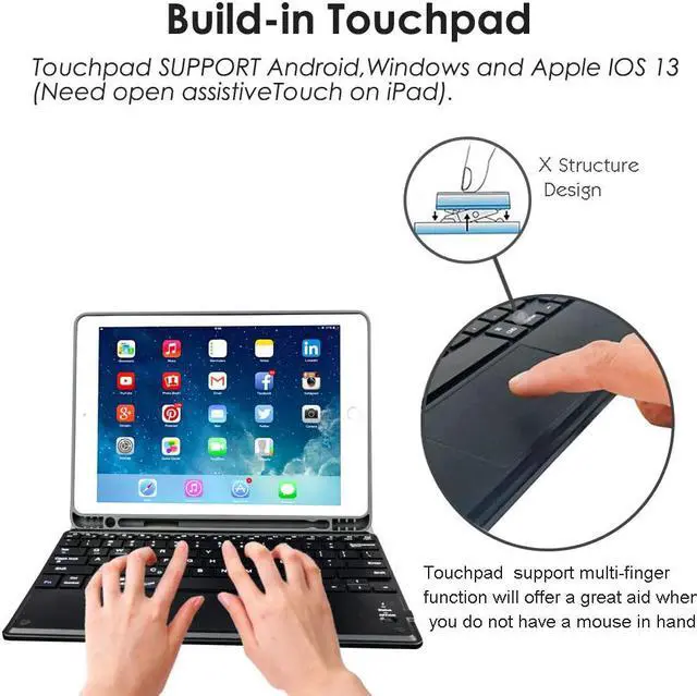 Alt view image 4 of 6 - Bluetooth Keyboard Case for iPad Pro 11 inch 2021 & 2020 & 20180 - iPad Cover with Removable Wireless Keyboard & Built-in Touchpad & Pencil Holder