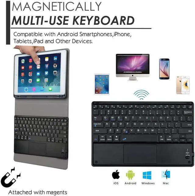 Alt view image 3 of 6 - Bluetooth Keyboard Case for iPad Pro 11 inch 2021 & 2020 & 20180 - iPad Cover with Removable Wireless Keyboard & Built-in Touchpad & Pencil Holder