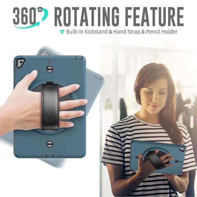 Alt view image 4 of 7 - Case for iPad 10.2 iPad 8th 7th Generation with Pencil Holder Screen Protector & Rotating Handle / Shoulder Strap Kickstand Cover Compatible with iPad Air 3 / iPad Pro 10.5 inch