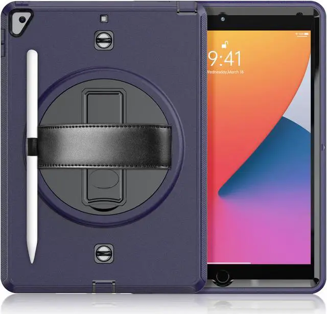 Main image of Case for iPad 10.2 iPad 8th 7th Generation with Pencil Holder Screen Protector & Rotating Handle / Shoulder Strap Kickstand Cover Compatible with iPad Air 3 / iPad Pro 10.5 inch