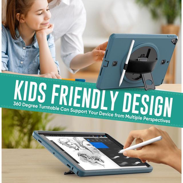 Alt view image 2 of 7 - Case for iPad 10.2 iPad 8th 7th Generation with Pencil Holder Screen Protector & Rotating Handle / Shoulder Strap Kickstand Cover Compatible with iPad Air 3 / iPad Pro 10.5 inch