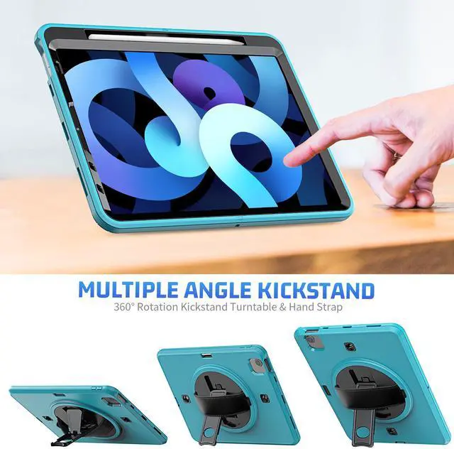 Alt view image 4 of 7 - Case for iPad Air 5 / Air 4 10.9 inch 2022 2020 and iPad Pro 11 inch 2021 2020 2018 with Pencil Holder Screen Protector & Rotating Handle/Shoulder Strap Kickstand