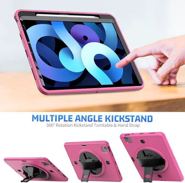 Alt view image 3 of 7 - Case for iPad Air 5 / Air 4 10.9 inch 2022 2020 and iPad Pro 11 inch 2021 2020 2018 with Pencil Holder Screen Protector & Rotating Handle/Shoulder Strap Kickstand