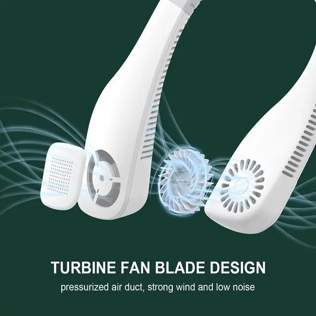 Alt view image 5 of 6 - Adjustable Neck USB Fan, Headphone Design Neckband Fan, USB Powered Personal Hanging Neck Fan Wind Modes 3 Speeds Silica Gel Wearble Cooling Fan for Travelling Sports