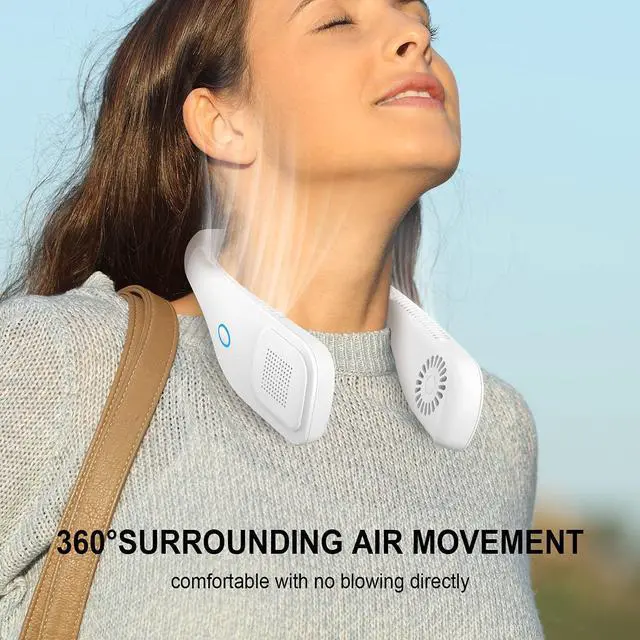 Alt view image 6 of 6 - Adjustable Neck USB Fan, Headphone Design Neckband Fan, USB Powered Personal Hanging Neck Fan Wind Modes 3 Speeds Silica Gel Wearble Cooling Fan for Travelling Sports