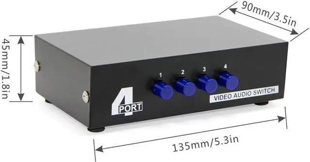 Alt view image 5 of 5 - 4-Way AV Switch RCA Switcher 4 in 1 Out Composite Video L/R Audio Selector Box for DVD STB Game Consoles